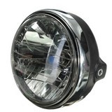 12V 7 Inch Round Headlight Halogen H4 Bulb Head Lamp Side Mount Style Honda Kawasaki Suzuki-Yamaha